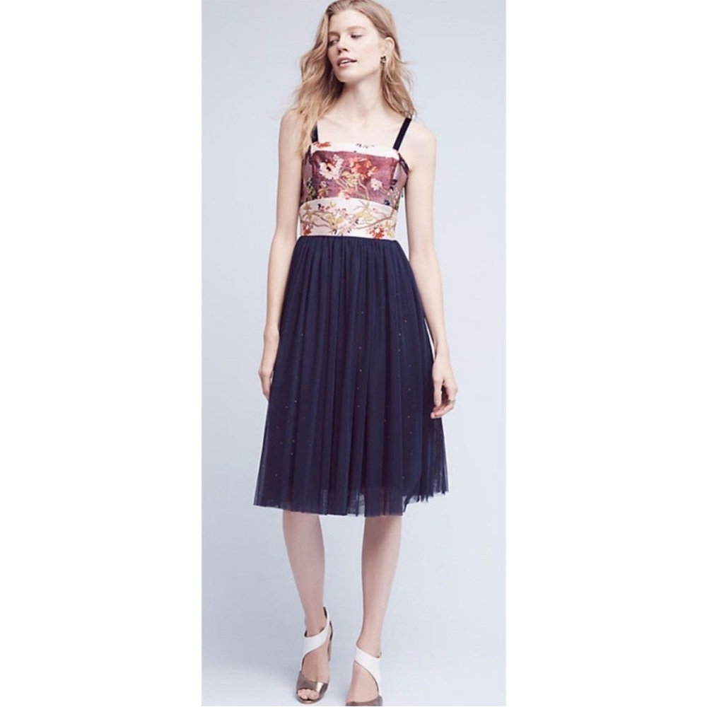 Moulinette Soeurs Navy and Pink Floral Dress